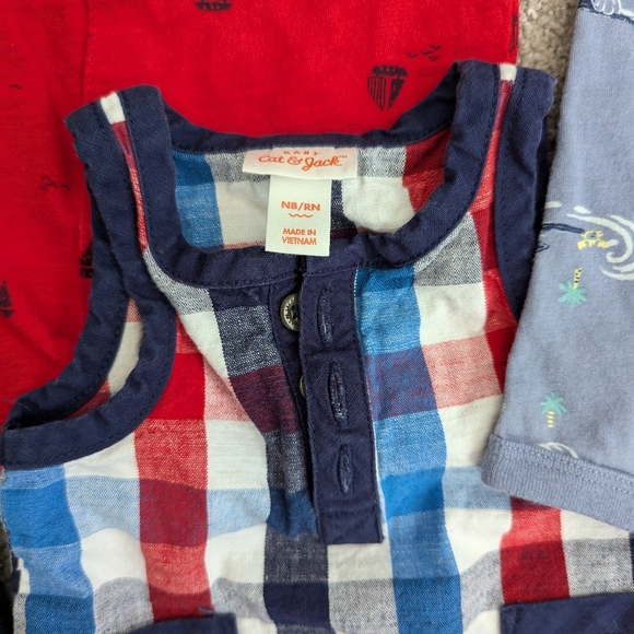 Lot of 4- Carter's- Cat & Jack- Newborn- Infant Boys- Summer- Romper - Picture 3 of 4